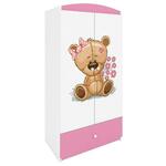 Babydreams ormar 2 vrata+1 fioka 90x57x187 cm beli/roze/print medveda
