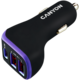 CANYON Universal 3xUSB car adapter, Input 12V-24V, Output DC USB-A 5V/2.4A(Max) + Type-C PD 18W, with Smart IC, Black+Purple with rubber coating, 71*39*26.2mm, 0.028kg