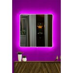 HANAH HOME Ogledalo sa LED osvetljenjem Square 50x50 cm Pink