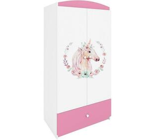 Babydreams ormar 2 vrata+1 fioka 90x57x187 cm beli/roze/print jednorog