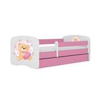 Babydreams krevet+podnica+dušek 90x184x61 cm beli/roze/print medveda 2