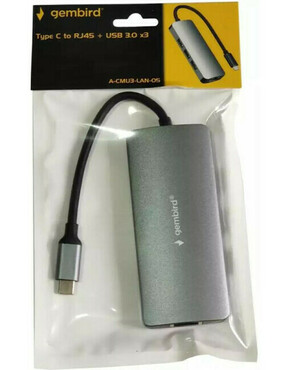 Adapter-konverter USB Tip C 3.1 na RJ45 10/100/1000 + 3 x USB 3.0 Aluminijum...