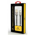 CCB-mUSB2B-AMCM-6 Gembird Cotton braided Type-C USB cable with metal connectors, 1.8 m, black