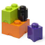 LEGO kutije za odlaganje set (4 kom): ljubičasta, narandžasta, crna, zelena