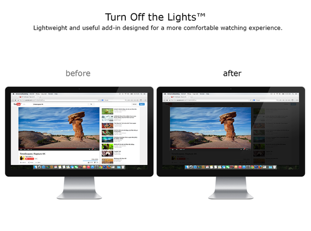 Google Chrome ekstenzija Turn off the lights