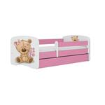 Babydreams krevet+podnica+dušek 90x184x61 cm beli/roze/print medveda