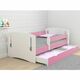 Drveni dečiji krevet Classic 2 sa fiokom - rozi - 180x80 cm