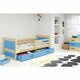 Drveni dečiji krevet Rico - bukva - plavi - 200x90 cm