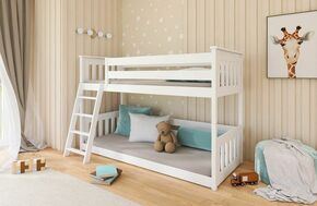 Drveni Dečiji Krevet Na Sprat Kevin - Beli - 200*90 Cm
