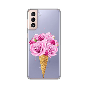 Torbica Silikonska Print Skin za Samsung G996B Galaxy S21 Plus Rose Cone