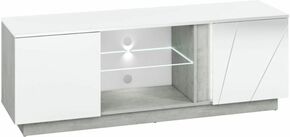 Lumens 09 TV komoda 2 vrata+2 otvora 150x40x53 cm bela visoki sjaj/beton