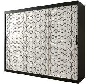 Hexagon ormar 3 vrata 250x62x250 cm crno/beli