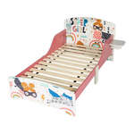 Kinder home Dečiji drveni krevet sa zaštitom od pada, ram dušeka od letvica 140/70 cm, udobno postolje - SUPER DEVOJKA