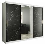 Marble ormar 3 vrata/ogledalo 250x62x200 belo/crni