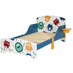 Kinder home Dečiji drveni krevet sa zaštitom od pada, ram dušeka od letvica 140/70 cm, udobno postolje - MONSTER