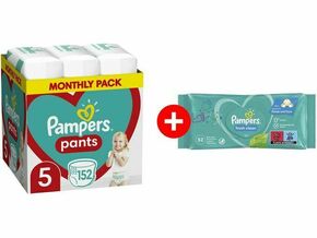 Pampers Pants mesečno pakovanje S5 152 + Gratis vlažne maramice Fresh 52