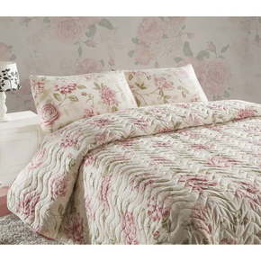 Care - Pink PinkEcruBeige Double Quilted Bedspread Set