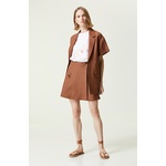 Brown Mini Length Woven Skirt