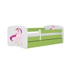 Babydreams krevet+podnica+dušek 90x184x61 cm beli/zeleni/print jednorog