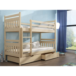 Drveni dečiji krevet na sprat Adas sa fiokom - svetlo drvo - 180x80 cm
