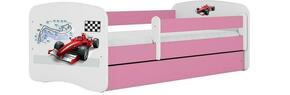 Babydreams krevet+podnica+dušek 90x164x61 cm beli/roze/print formula