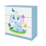 Babydreams komoda 3 fioke 81x41x80,5 cm bela/plava/print slona