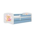Babydreams krevet+podnica+dušek 90x184x61 cm beli/plavi/print medveda 2