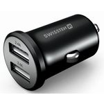 Swissten Auto punjač 2 x USB 2,4 A Metal - Crni