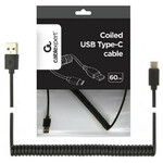 CC-USB2C-AMCM-0.6M Gembird Spiralni USB 2.0 AM na USB-C kabl, 0.6m, crni