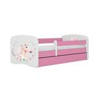 Babydreams krevet+podnica+dušek 80x144x61 cm beli/roze/print jednorog