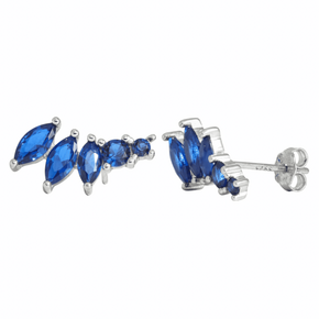 J&amp;B Jewellery 925 Srebrne minđuše na šrafić 00046-Blue