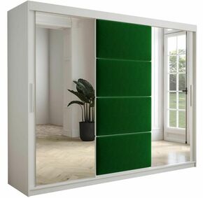 Tapi ormar 3 vrata/ogledalo 250x62x200 bela/zelena