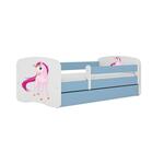 Babydreams krevet+podnica+dušek 90x184x61 cm beli/plavi/print jednorog