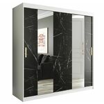 Marble ormar 2 vrata/ogledalo 200x62x200 belo/crni