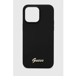 Guess Futrola za iPhone 14 Pro Max LIQ. SILICONE LOGO PLATE BLACK MagSafe