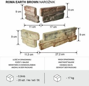 Betonski kameni ugao Roma Earth Brown