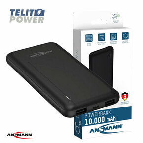 Powerbank 10000mAh PB212 - ANSMANNBroj modela: 1700-0132 Eksterni punjivi baterijski paket sa dva USB porta za punjenje uredjaja i kapacitetom od 10000mAh.  - Ansmann Powerbank 10000mAh PB212 je kompaktan