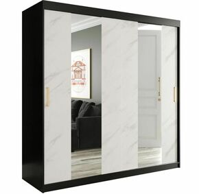 Marble ormar 2 vrata/ogledalo 200x62x200 crno/beli