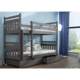 Drveni dečiji krevet na sprat Adas sa fiokom- grafit - 180x80 cm
