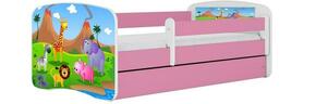 Babydreams krevet+podnica+dušek 90x164x61 cm beli/roze/print safari