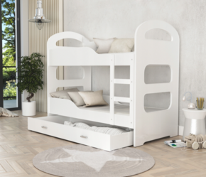Drveni Dečiji Krevet Na Sprat Dominik Sa Fiokom - 160x80 - Beli