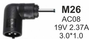 NPC AC08 M26 Gembird konektor za punjac 65W 19V 2 37A 3 0x1 1mm