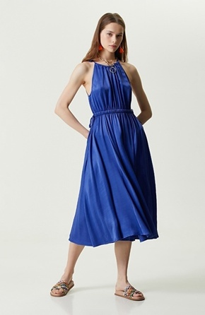 Sax Blue Strap Knitwear Dress