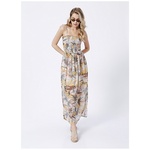 Factory Square Neck Patterned Midi Multicolored Women's Dress YM-14