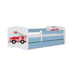 Babydreams krevet+podnica+dušek 80x144x61 cm beli/plavi/print vatrogasni kamion