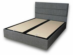 Silver - Grey (140 x 190) Grey Double Bed Base &amp; Headboard