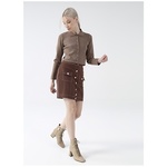 Factory Normal Waist Brown Women's Straight Mini Skirt LAYLA