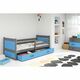 Drveni dečiji krevet Rico - sivo - plavi - 200x90cm