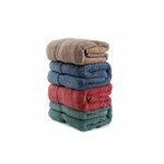 Colorful 70 - Style 2 GreenRoseRoyalBrown Bath Towel Set (4 Pieces)