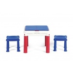 Keter Dečiji sto Construct sa dve stolice set plava/crvena/bela